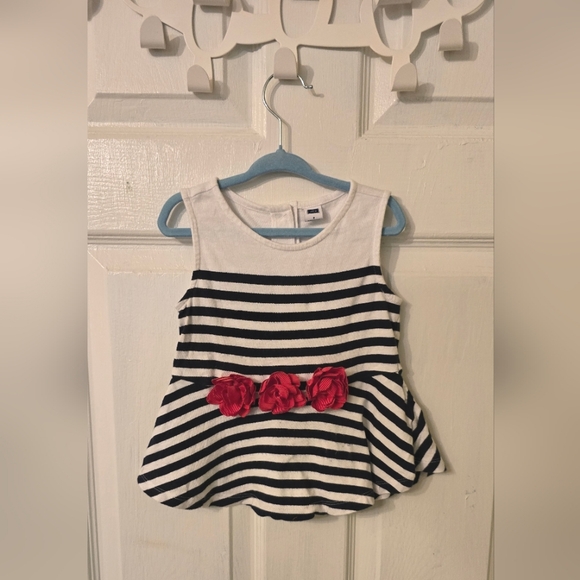 Janie and Jack Toddler Girl's White and Navy Striped Peplum Top Size 3T - Picture 1 of 3